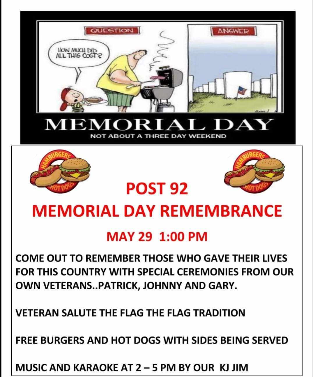 Memoral Day Post 92 American Legion Post 92 Official Site
